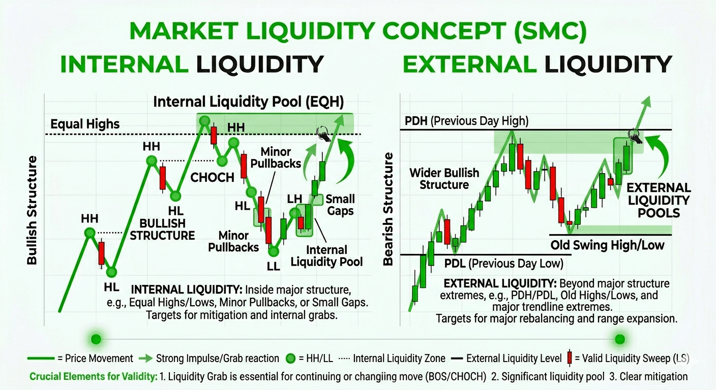 Internal Liquidity এবং External Liquidity এর Fractal Nature